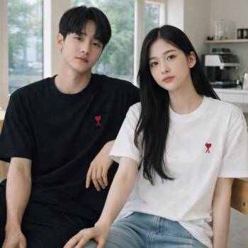요즘 핫한 [아미] 스몰하트 자수 로고 남녀 반팔 티셔츠